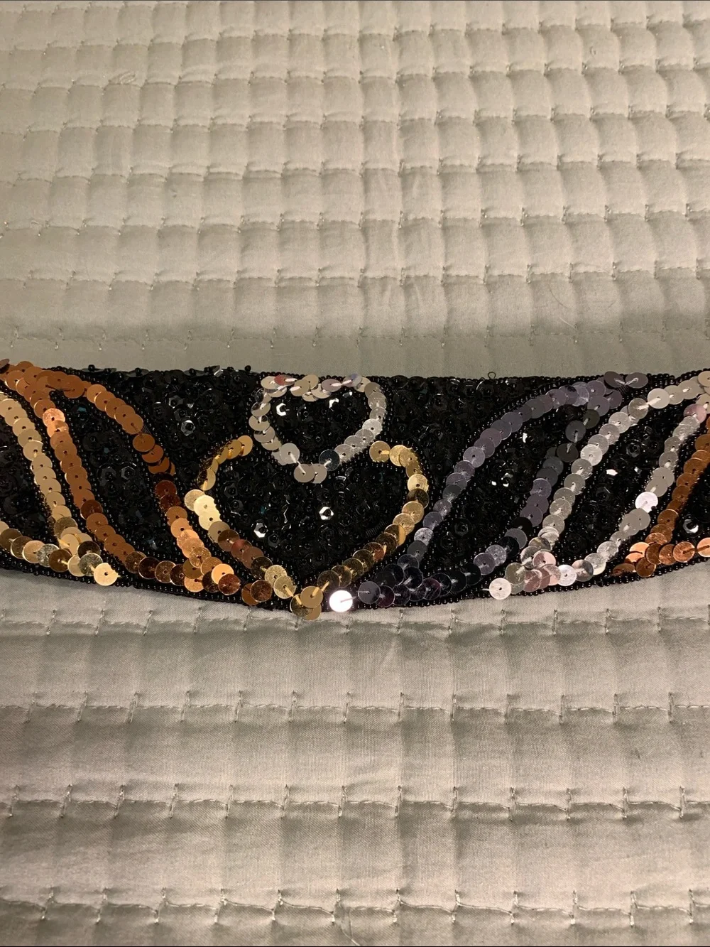 Milor Vintage sequins & Beads Wide Belt Like NEW Copper Silver Gold Size S-M